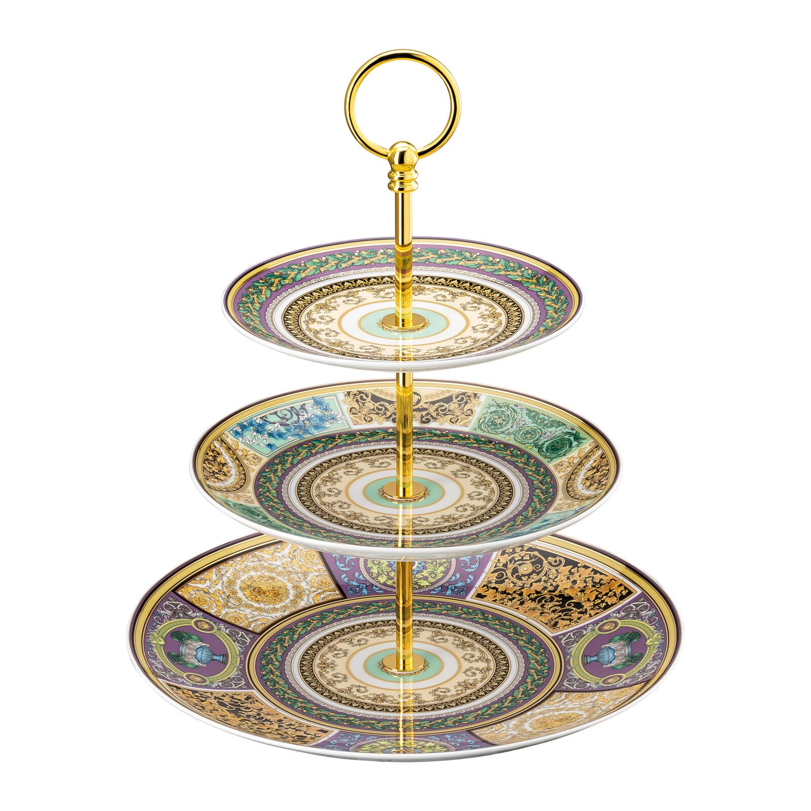 Versace Rosenthal Barocco Mosaic etagere 3 tiers