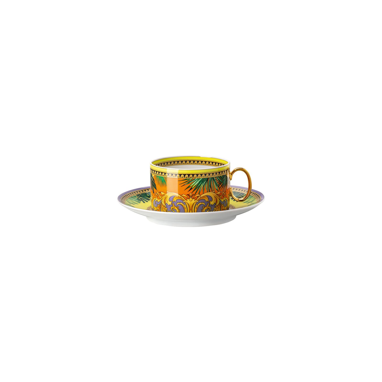 Versace Rosenthal Jungle Animalier yellow tea cup & saucer