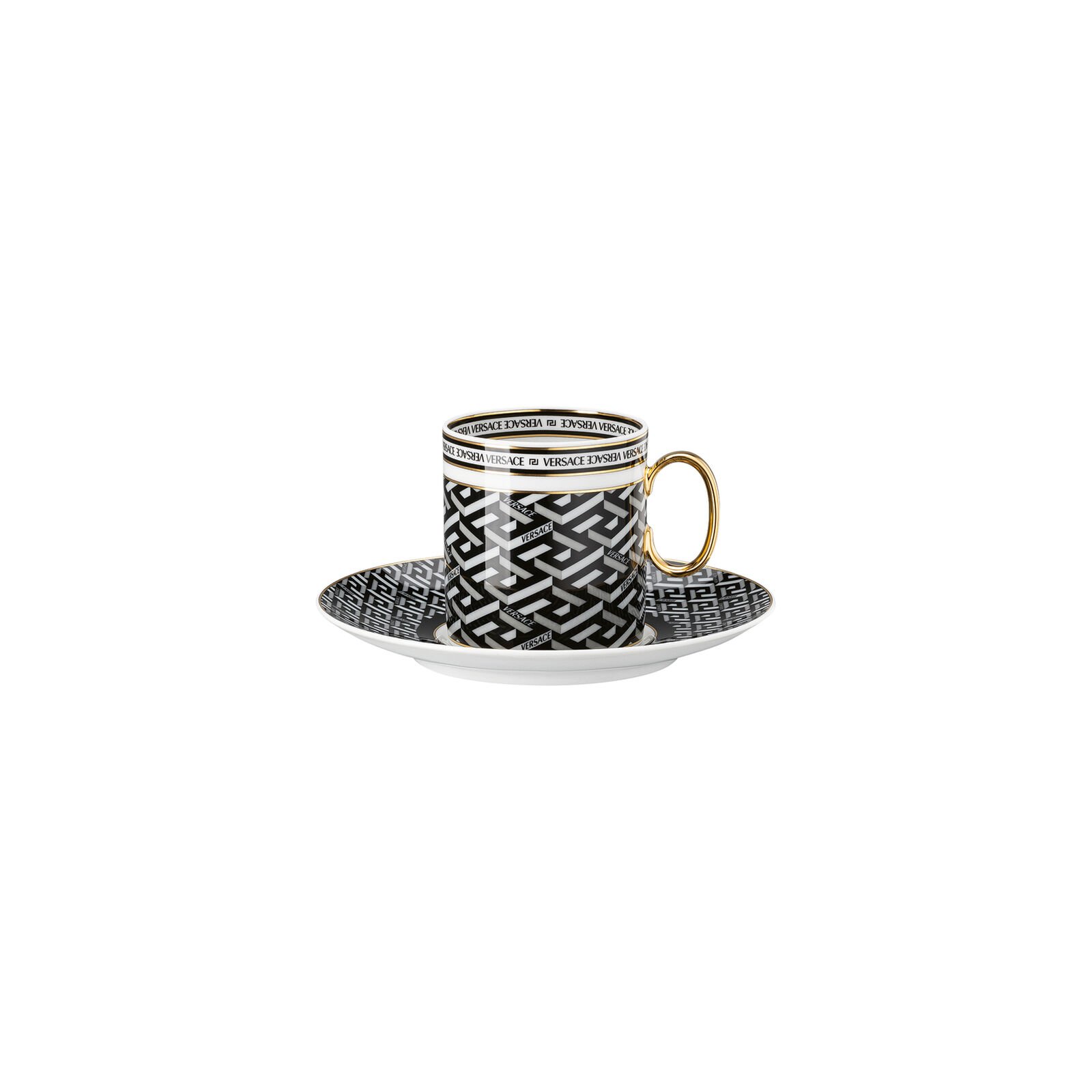 Versace Rosenthal La Greca Signature black coffee cup & saucer