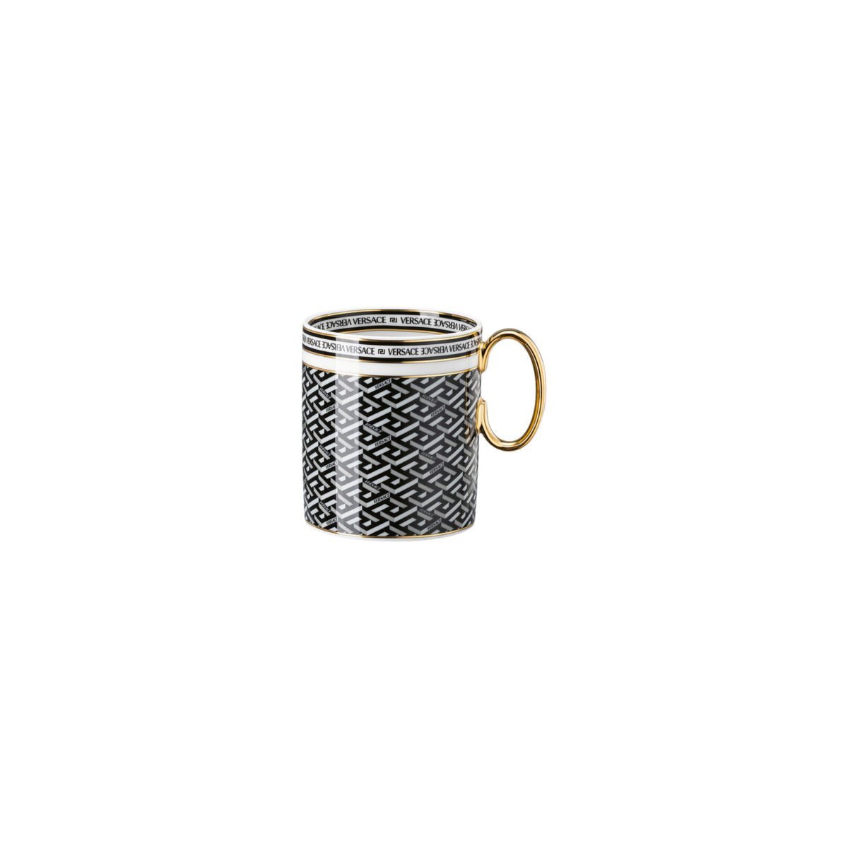 Versace Rosenthal La Greca Signature black mug with handle