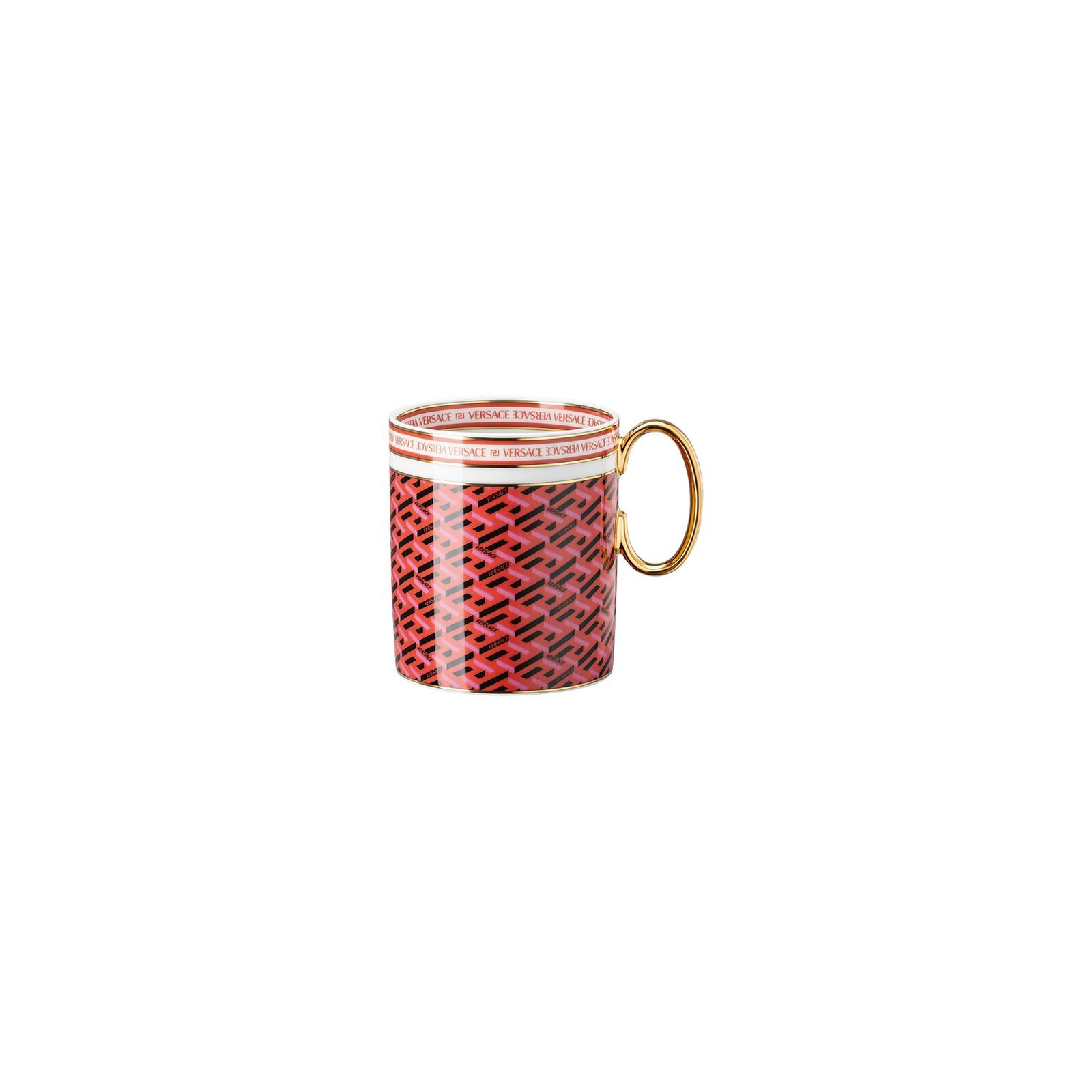 Versace Rosenthal La Greca Signature red mug with handle