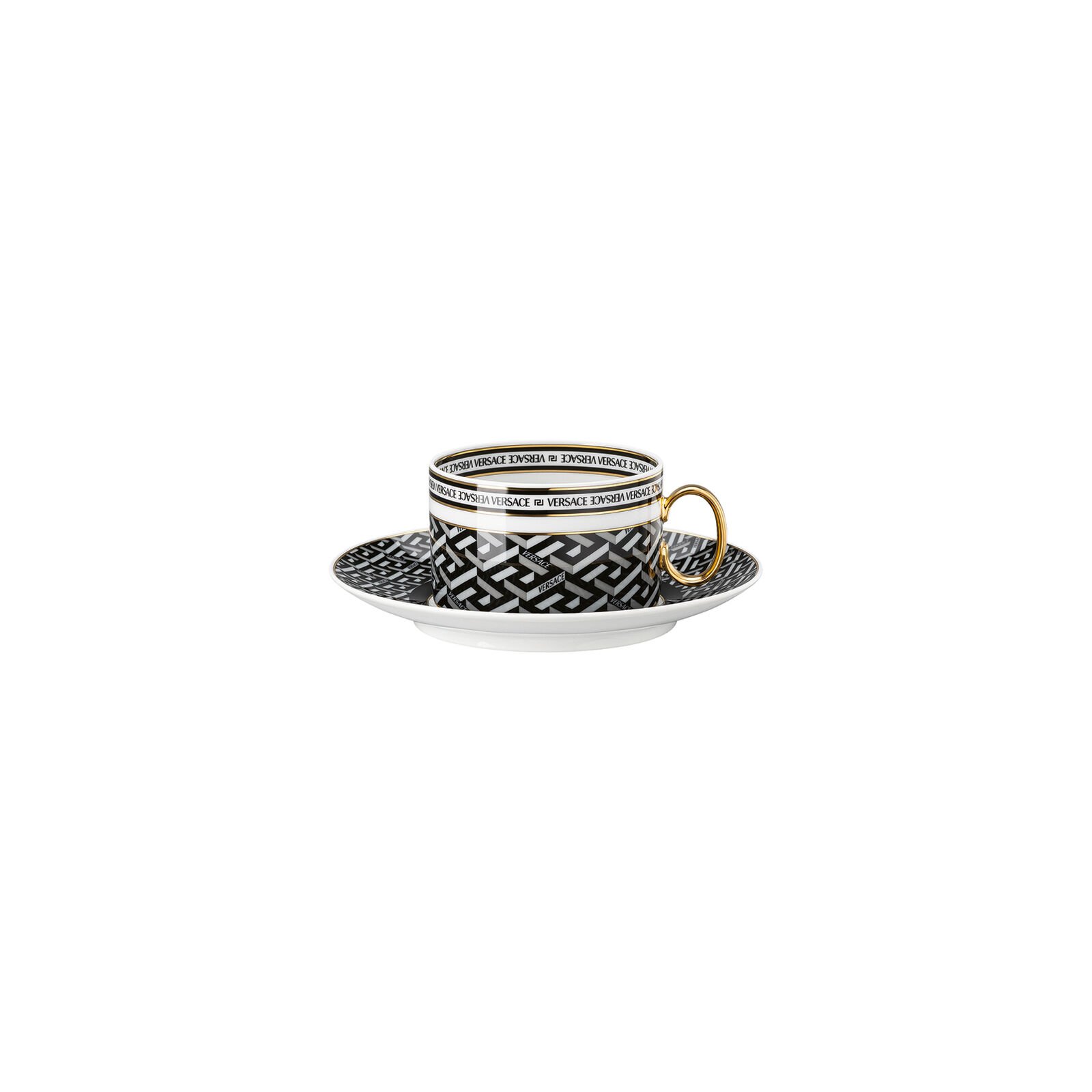 Versace Rosenthal La Greca Signature black tea cup & saucer